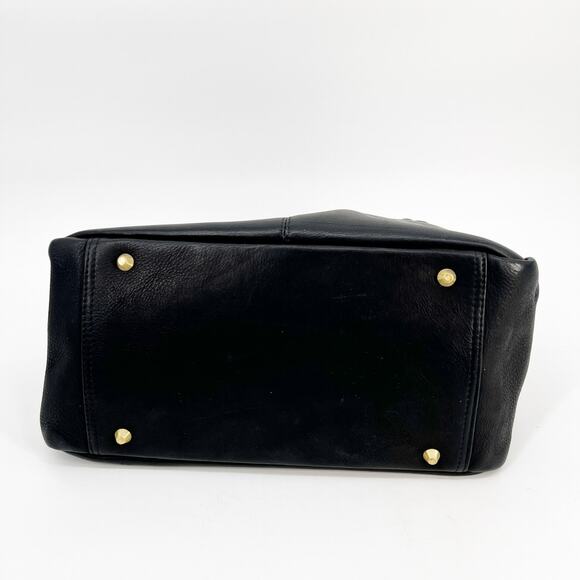 Clava Leather Tassel Handbag Black Leather Top Handle Bag Removable Pouch FLAW - Picture 3 of 10